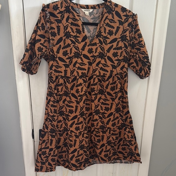 good thread Dresses & Skirts - Good Thread Brown and Gold A-line Mini Dress